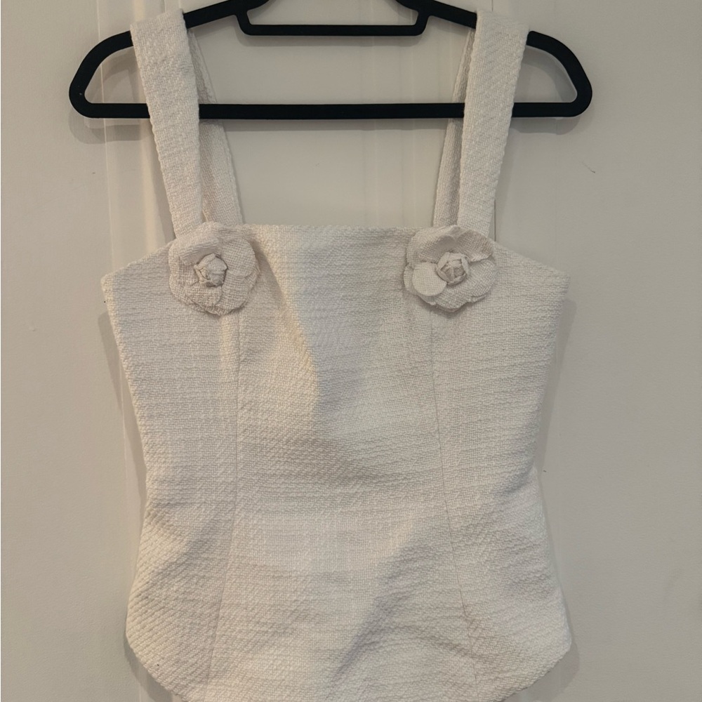 MAJORELLE Cream Textured Top